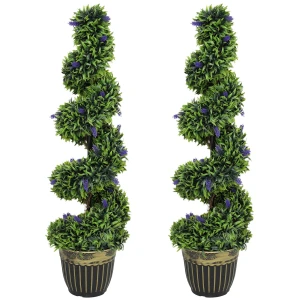 2 delig kunstplanten set, spiraalontwerp, cementbasis, groen 1
