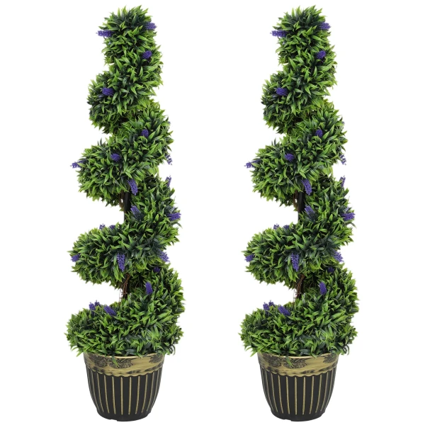 2 delig kunstplanten set, spiraalontwerp, cementbasis, groen 1