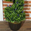 2 delig kunstplanten set, spiraalontwerp, cementbasis, groen 10