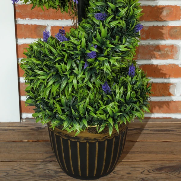 2 delig kunstplanten set, spiraalontwerp, cementbasis, groen 10
