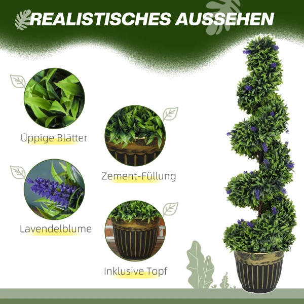 2 delig kunstplanten set, spiraalontwerp, cementbasis, groen 5