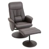 2 delige fauteuilset, fauteuil met voetenbank, relaxfauteuil met voetenbank, in hoogte verstelbaar, kantelbare rugleuning, bruin 1