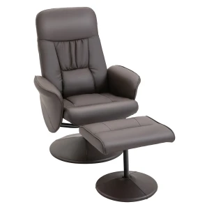 2 delige fauteuilset, fauteuil met voetenbank, relaxfauteuil met voetenbank, in hoogte verstelbaar, kantelbare rugleuning, bruin 1