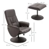 2 delige fauteuilset, fauteuil met voetenbank, relaxfauteuil met voetenbank, in hoogte verstelbaar, kantelbare rugleuning, bruin 4