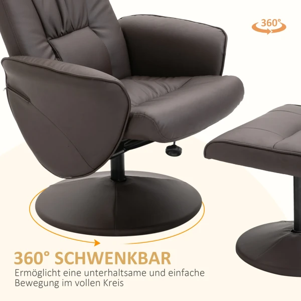 2 delige fauteuilset, fauteuil met voetenbank, relaxfauteuil met voetenbank, in hoogte verstelbaar, kantelbare rugleuning, bruin 6
