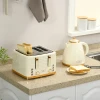 2 in 1 broodrooster en waterkoker set, 7 bruiningsniveaus, ontdooi en opwarmfunctie, beige 2