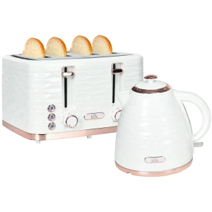 2 in 1 broodrooster en waterkoker set, 7 bruiningsniveaus, ontdooi en opwarmfunctie, crèmewit 1