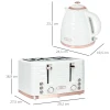 2 in 1 broodrooster en waterkoker set, 7 bruiningsniveaus, ontdooi en opwarmfunctie, crèmewit 4