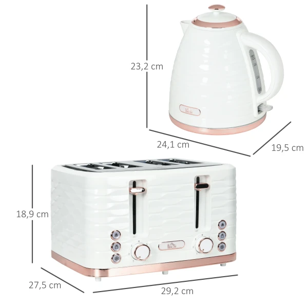 2 in 1 broodrooster en waterkoker set, 7 bruiningsniveaus, ontdooi en opwarmfunctie, crèmewit 4