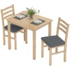 3 delige eettafelset met 2 stoelen, keukentafel voor compacte ruimtes, gestoffeerde stoelen, ruimtebesparend, mdf, natuurhout 1