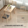 3 delige eettafelset met 2 stoelen, keukentafel voor compacte ruimtes, gestoffeerde stoelen, ruimtebesparend, mdf, natuurhout 5