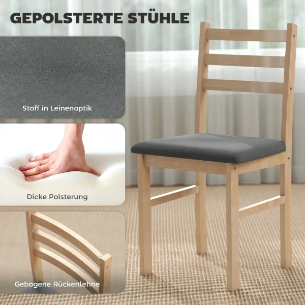 3 delige eettafelset met 2 stoelen, keukentafel voor compacte ruimtes, gestoffeerde stoelen, ruimtebesparend, mdf, natuurhout 6