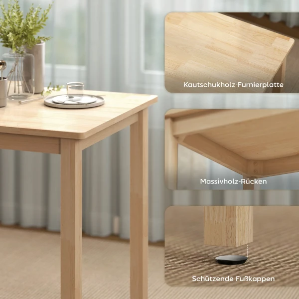 3 delige eettafelset met 2 stoelen, keukentafel voor compacte ruimtes, gestoffeerde stoelen, ruimtebesparend, mdf, natuurhout 8