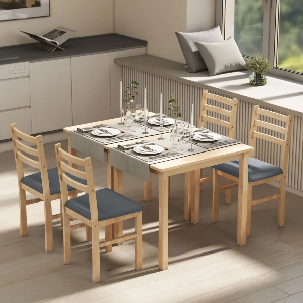 3 delige eettafelset met 2 stoelen, keukentafel voor compacte ruimtes, gestoffeerde stoelen, ruimtebesparend, mdf, natuurhout 9