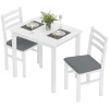 3 delige eettafelset met 2 stoelen, keukentafel voor compacte ruimtes, gestoffeerde stoelen, ruimtebesparend, mdf, wit 1