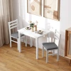 3 delige eettafelset met 2 stoelen, keukentafel voor compacte ruimtes, gestoffeerde stoelen, ruimtebesparend, mdf, wit 2