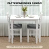 3 delige eettafelset met 2 stoelen, keukentafel voor compacte ruimtes, gestoffeerde stoelen, ruimtebesparend, mdf, wit 7