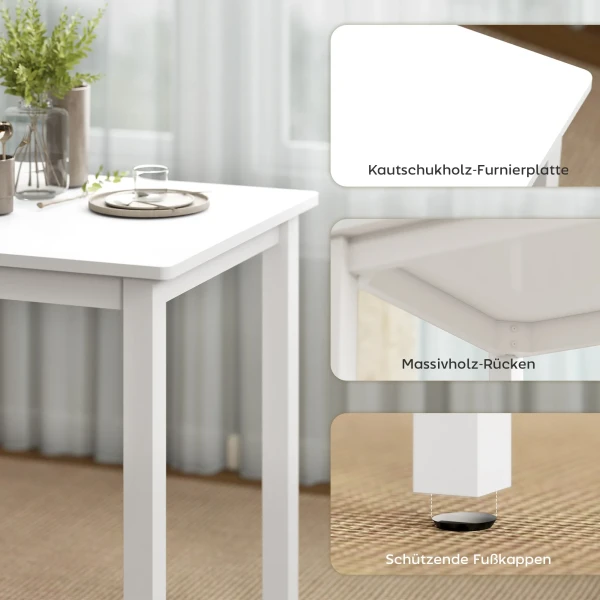 3 delige eettafelset met 2 stoelen, keukentafel voor compacte ruimtes, gestoffeerde stoelen, ruimtebesparend, mdf, wit 8