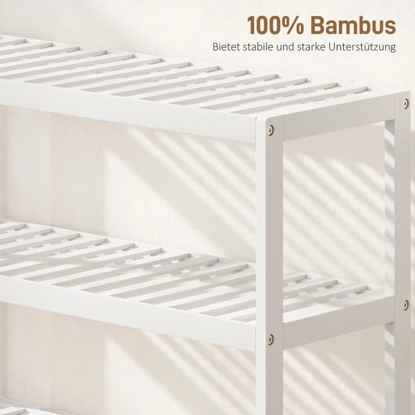 3 laags bamboe plank, schoenenrek, opbergrek, gelakte oppervlakte, wit 5