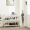 3 laags bamboe plank, schoenenrek, opbergrek, gelakte oppervlakte, wit 7