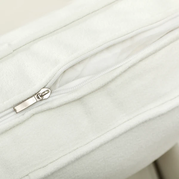 3 zitsbank met dikke kussens, rubberhout, stoffen bekleding, gestoffeerde bank voor woonkamer, kantoor, slaapkamer, crèmewit 10