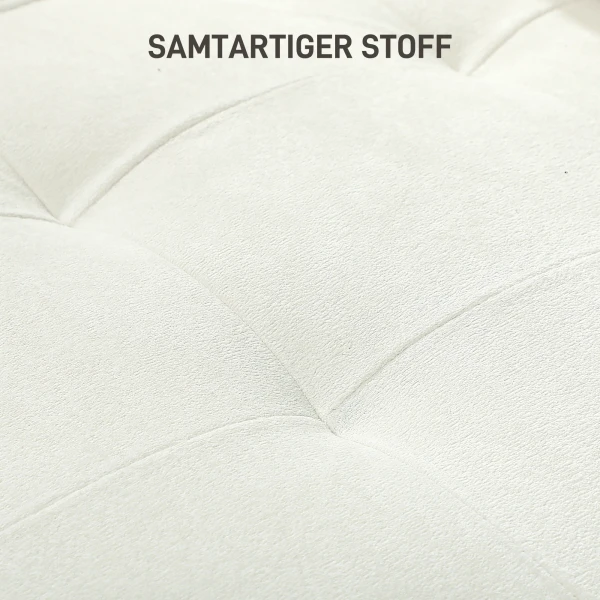 3 zitsbank met dikke kussens, rubberhout, stoffen bekleding, gestoffeerde bank voor woonkamer, kantoor, slaapkamer, crèmewit 7