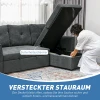 3 zitsbank met slaapfunctie, slaapbank met chaise longue, gestoffeerde bank, donkergrijs 6