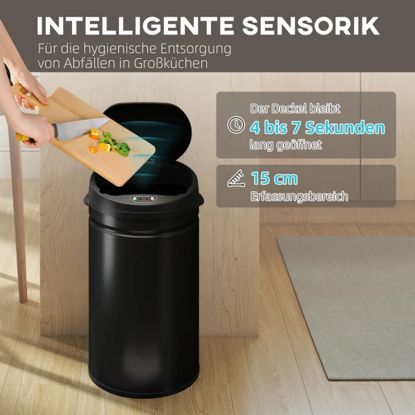 30 liter sensor prullenbak met soft close functie, aanraakvrije afvalemmer van roestvrij staal voor hygiënische keukens 5