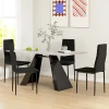 4 delige set eetkamerstoelen, armloos ontwerp, stoffen bekleding, metalen poten, zwart 5