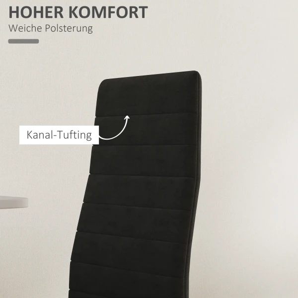 4 delige set eetkamerstoelen, armloos ontwerp, stoffen bekleding, metalen poten, zwart 6