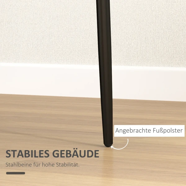 4 delige set eetkamerstoelen, armloos ontwerp, stoffen bekleding, metalen poten, zwart 7
