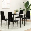 4 delige set eetkamerstoelen, armloos ontwerp, stoffen bekleding, metalen poten, zwart 8