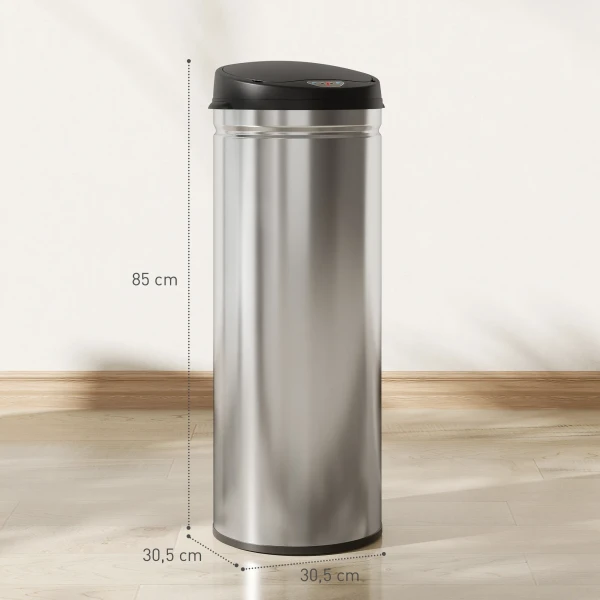 50 liter sensor vuilnisbak met soft close functie, aanraakvrije afvalbak van roestvrij staal voor hygiënische keukens, kantoren, zilverkleurig 4