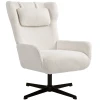 Accentstoel, gestoffeerde stoel met fleece hoes, draaivoet, metalen frame, crèmewit 1