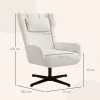 Accentstoel, gestoffeerde stoel met fleece hoes, draaivoet, metalen frame, crèmewit 4