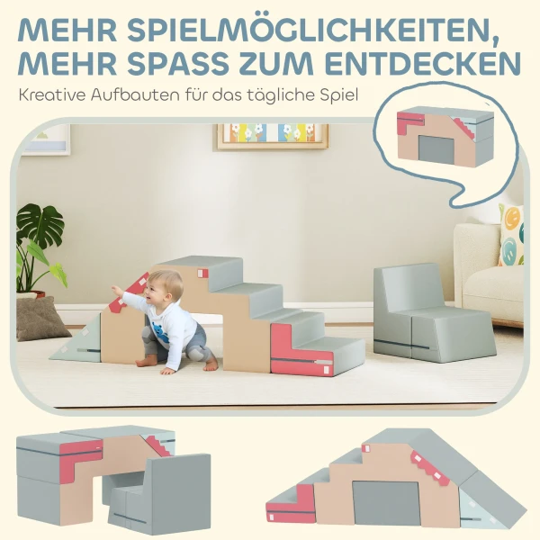 Aiyaplay 2 delige zachte speelblokken set voor peuters, kunstleer, schuim, om te klimmen, bouwen, spelen, kleurrijk 5
