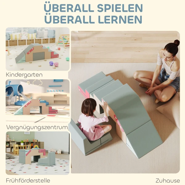 Aiyaplay 2 delige zachte speelblokken set voor peuters, kunstleer, schuim, om te klimmen, bouwen, spelen, kleurrijk 9