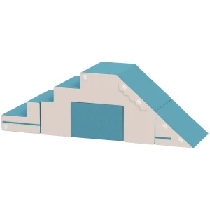 Aiyaplay 2 delige zachte speelblokken set voor peuters, kunstleer, schuim, voor klimmen, bouwen, spelen, beige+blauw 1