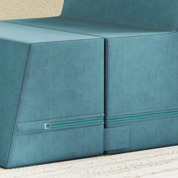 Aiyaplay 2 delige zachte speelblokken set voor peuters, kunstleer, schuim, voor klimmen, bouwen, spelen, beige+blauw 10