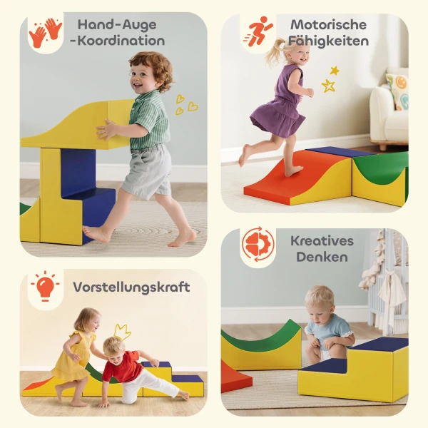 Aiyaplay 3 delige klim en kruipset voor peuters, kunstleer, schuim, geel 5