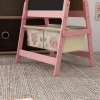 Aiyaplay 3 in 1 kinder ezel met papierrol, krijtbord, whiteboard, opbergmanden, 54 x 46,5 x 93 cm, roze 9