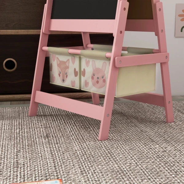 Aiyaplay 3 in 1 kinder ezel met papierrol, krijtbord, whiteboard, opbergmanden, 54 x 46,5 x 93 cm, roze 9