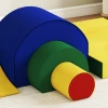 Aiyaplay 5 delig zacht bouwblokken set voor baby's & peuters, schuim, kunstleer, 5 creatieve vormen, indoor set voor klimmen, kruipen, spelen, kleurrijk 10