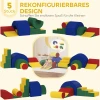 Aiyaplay 5 delig zacht bouwblokken set voor baby's & peuters, schuim, kunstleer, 5 creatieve vormen, indoor set voor klimmen, kruipen, spelen, kleurrijk 5