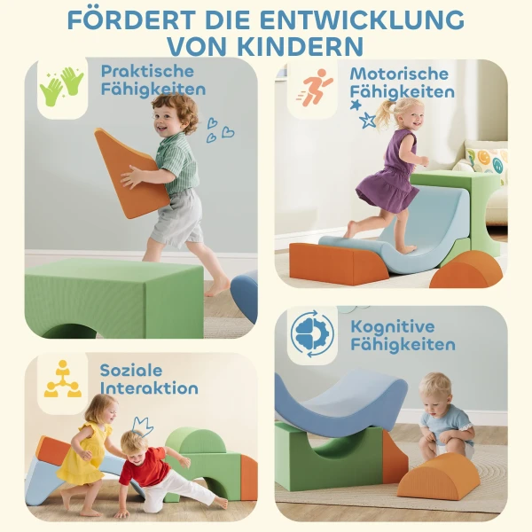 Aiyaplay 5 delig zacht bouwblokken set voor peuters, om te klimmen, kruipen, bouwen, lichtgewicht, koord, schuim, kleurrijk 6