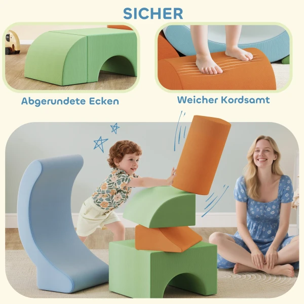 Aiyaplay 5 delig zacht bouwblokken set voor peuters, om te klimmen, kruipen, bouwen, lichtgewicht, koord, schuim, kleurrijk 7