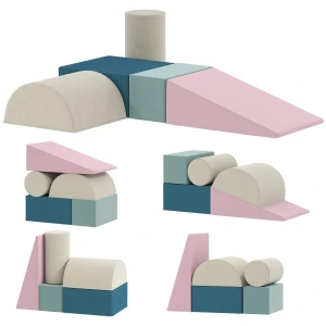 Aiyaplay 5 delige schuimblokken set voor baby's & peuters, om te bouwen, spelen, klimmen, indoor set, schuim, kleurrijk 1