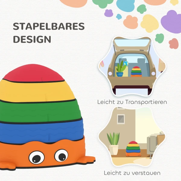 Aiyaplay 5 delige set balansstenen, stapelbaar, vorm van een kikker, kunststof, kleurrijk 7