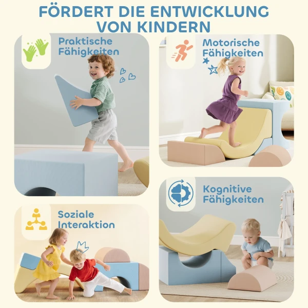 Aiyaplay 5 delige set schuimklimblokken, koordhoes, lichtgewicht, voor bouwen, kruipen, klimmen, kleurrijk 6