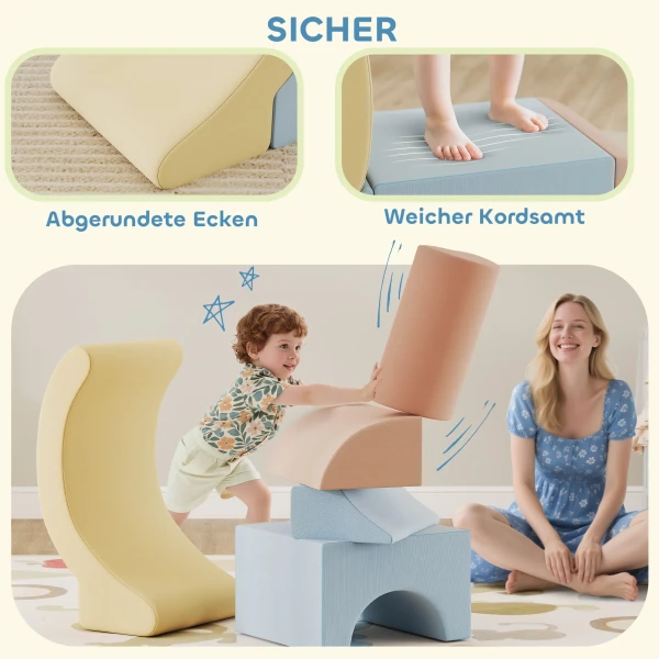 Aiyaplay 5 delige set schuimklimblokken, koordhoes, lichtgewicht, voor bouwen, kruipen, klimmen, kleurrijk 7